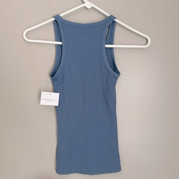 AE Fitted Blue Ribbed Tank Top - Picture 4 of 5